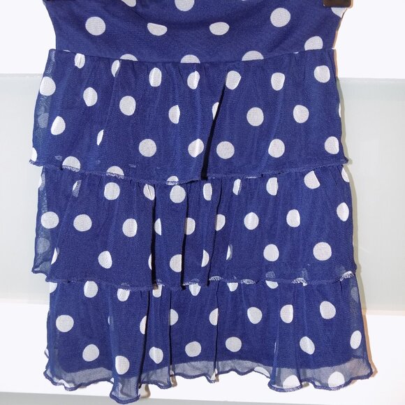 JUSTICE BLUE W/WHITE POLKA DOT STRAPLESS TOP SIZE 10 GIRL'S - Picture 2 of 3